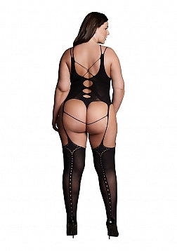 BODYSTOCKING WITH OPEN CUPS BLACK P/S