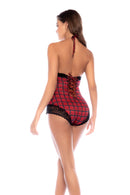 RED PLAID SLEEP ROMPER L/XL