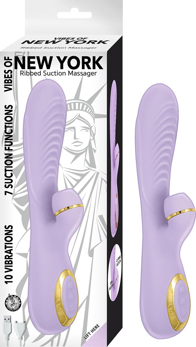 VIBES OF NEW YORK RIBBED SUCTION RABBIT PURPLE