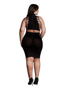 TWO PIECE TURTLE NECK CROP TOP & SKIRT BLACK P/S
