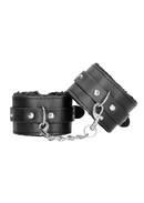 PLUSH BONDED LEATHER HANDCUFFS BLACK