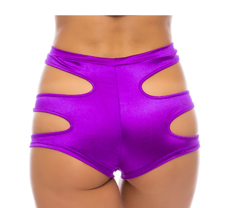 PEEKABOO BOOTY SHORT PURPLE O/S