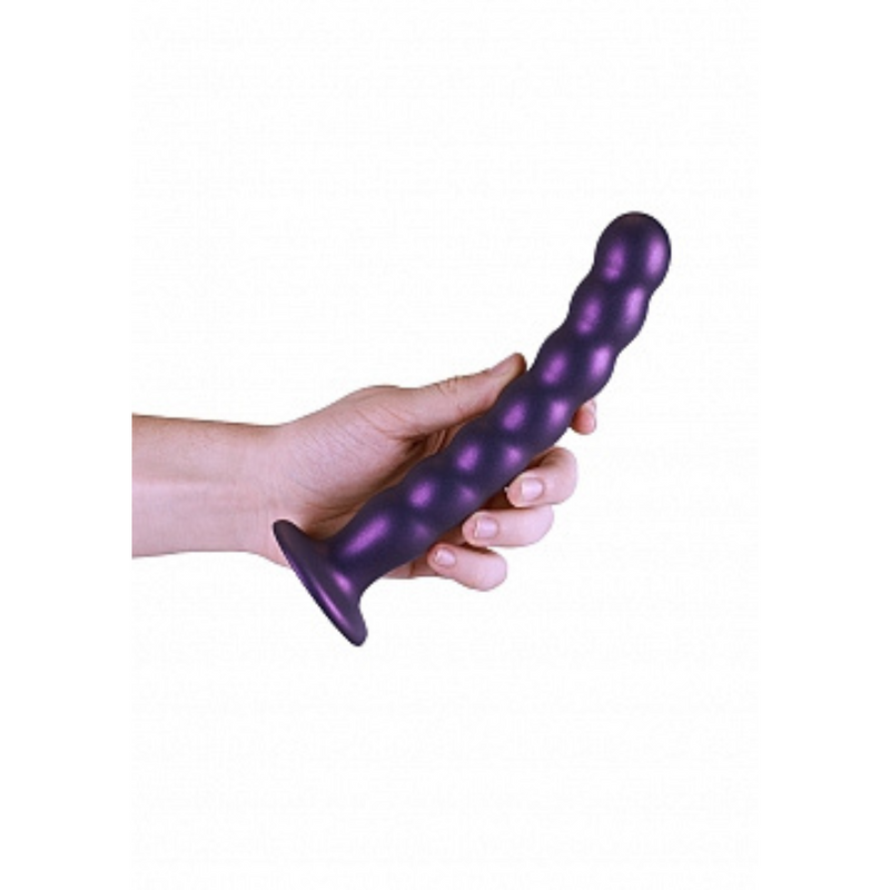 BEADED G SPOT 8" DILDO METALLIC PURPLE