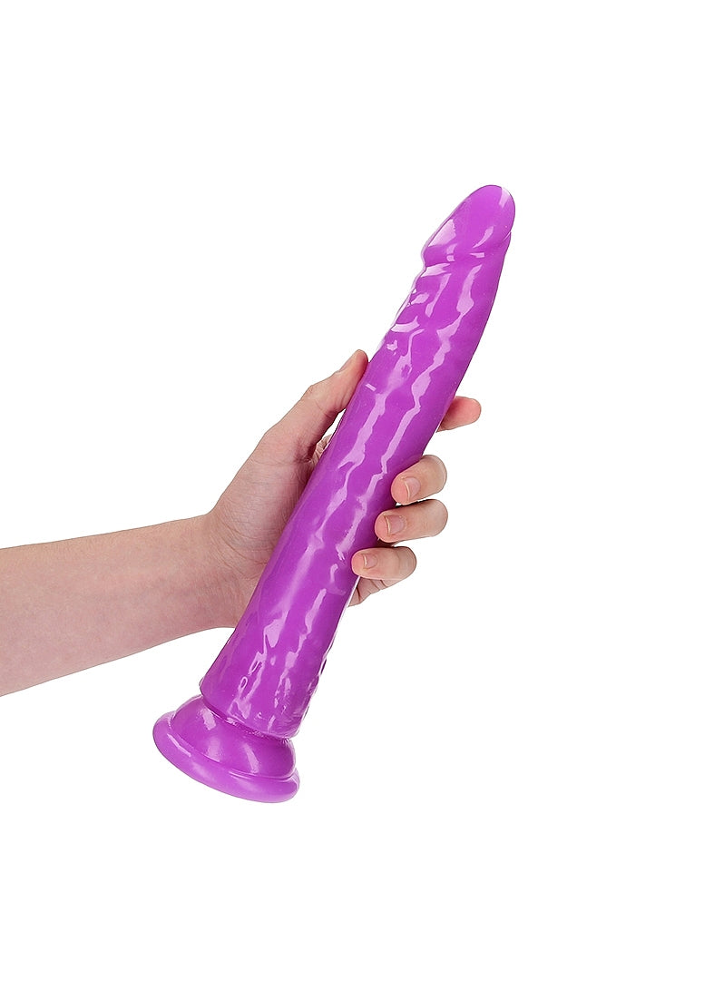 REALROCK GLOW IN THE DARK 11" SLIM DILDO PURPLE