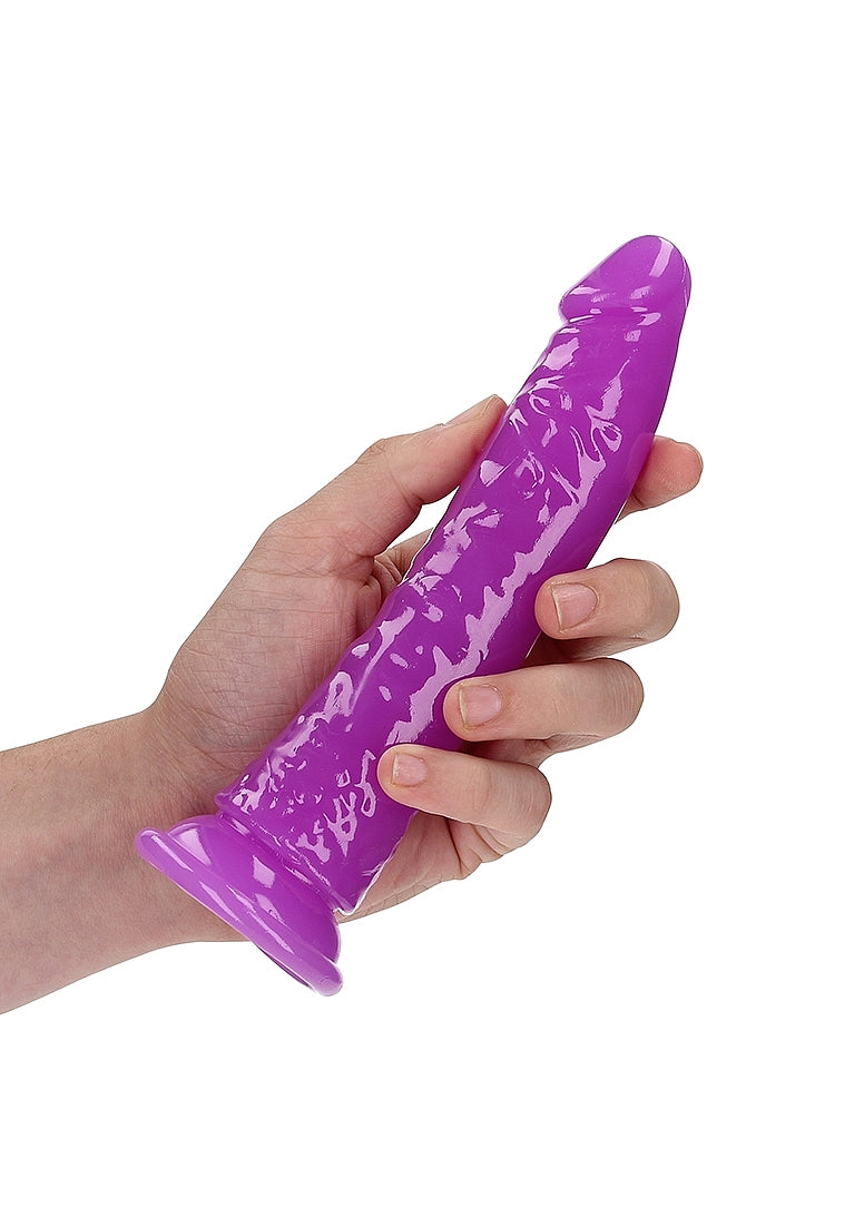 REALROCK GLOW IN THE DARK 7" SLIM DILDO PURPLE