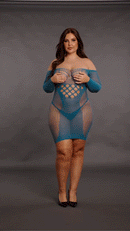 LONG SLEEVE MINI NET DRESS BLUE P/S