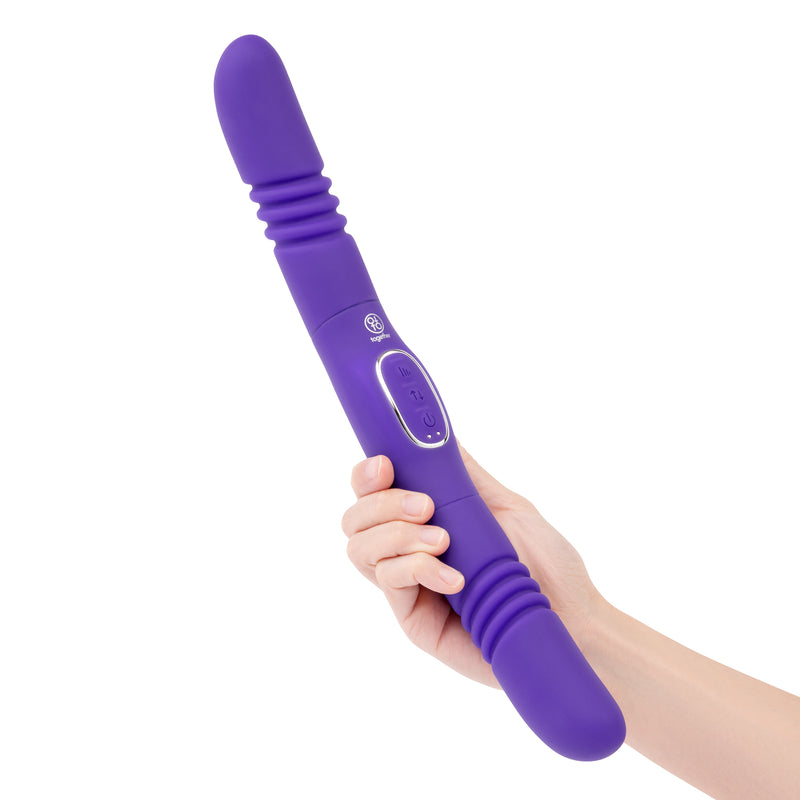 TOGETHER VIBES DOUBLE DELIGHT VIBRATING & THRUSTING PURPLE DILDO