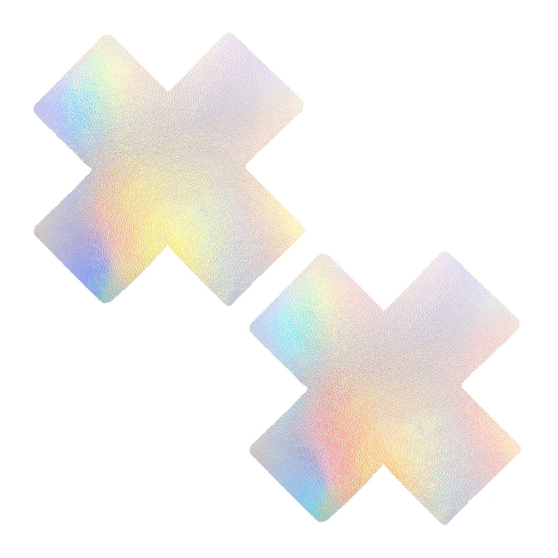 NEVA NUDE SILVER HOLOGRAPHIC X PASTIES