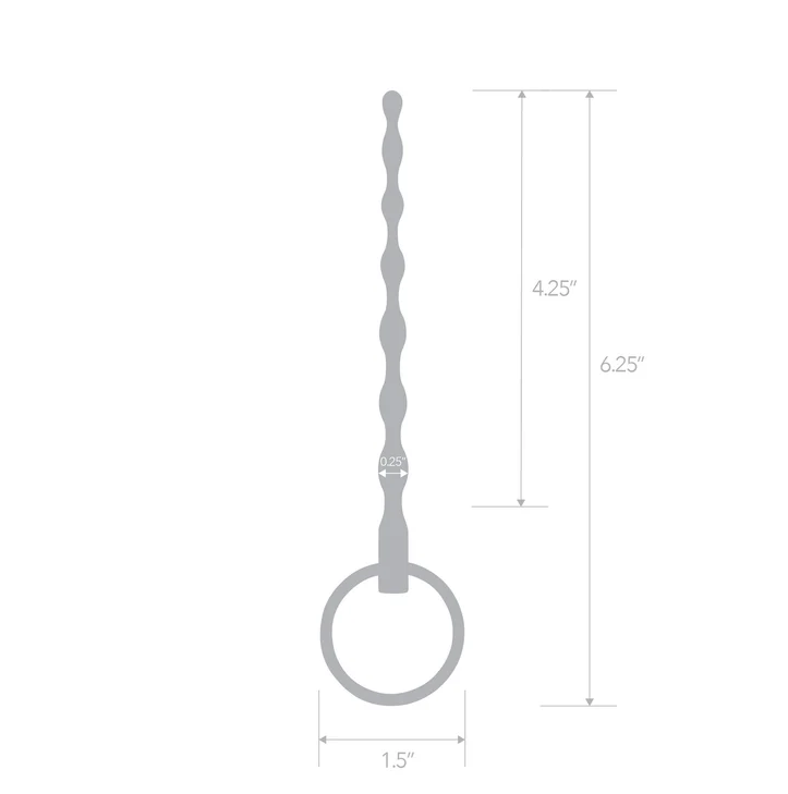 BLUE LINE RIBBED STAINLESS STEEL URETHRAL SOUND 4"
