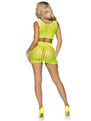2PC CROCHET NET CROP TOP & MINI SKIRT YELLOW O/S