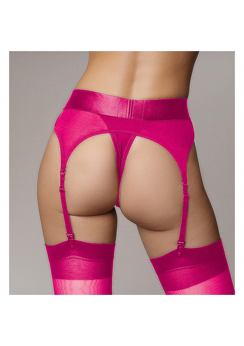 VIBRATING STRAP ON THONG WITH GARTER STRAPS PINK XS/S