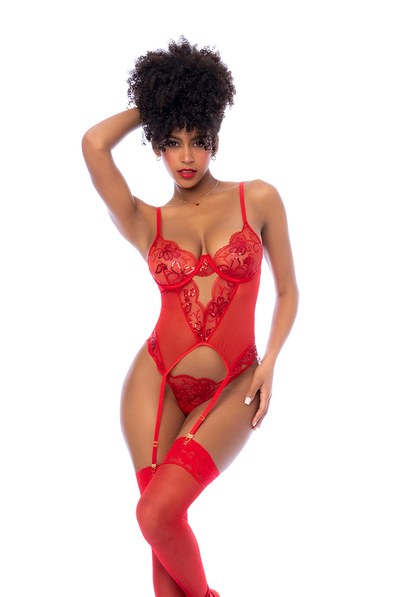 BUSTIER WITH ATTACHABLE STRAPS RED S/M