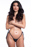 SIDE TIE V BACK THONG BLACK TWINKLE O/S