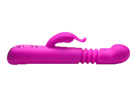 Bang! Thrusting Rabbit vibrator in purple: silicone rabbit with a ribbed thrusting shaft and clitoral arm