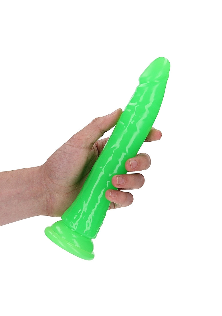 REALROCK GLOW IN THE DARK 9" SLIM DILDO GREEN