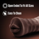 Krystal stroker lying on its side: open ended to fit all sizes, easy to clean
