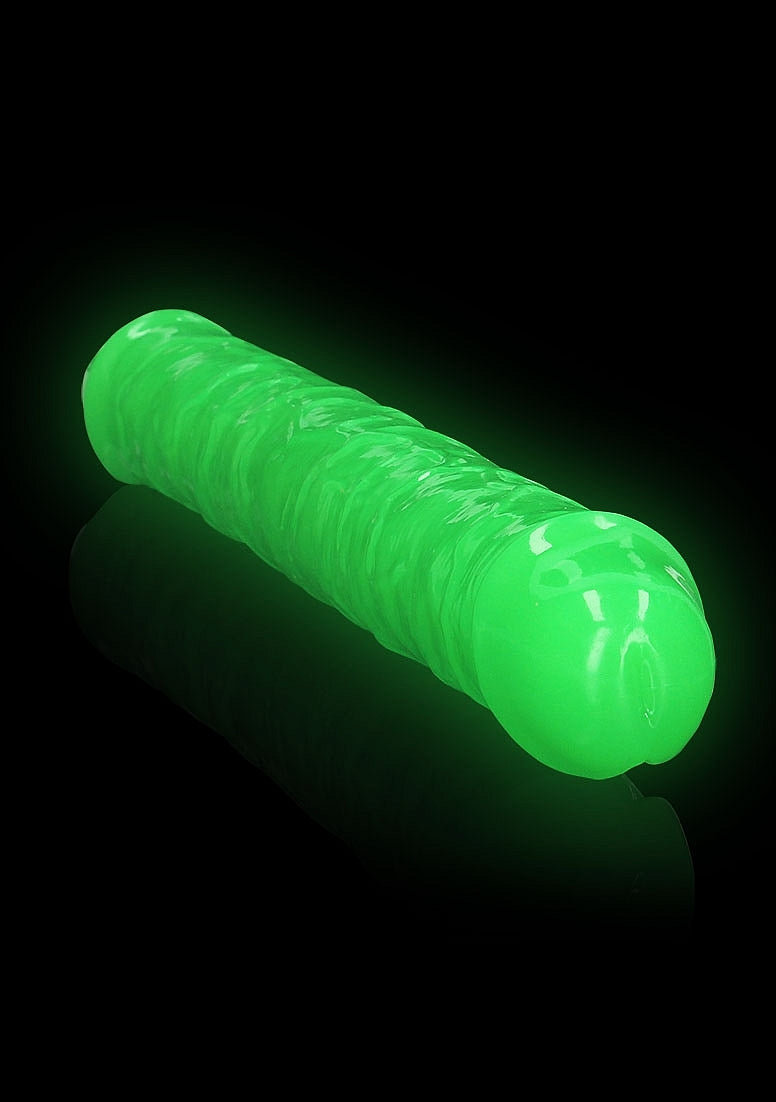 OUCH! GLOW IN THE DARK 15" DOUBLE ENDED DILDO GREEN