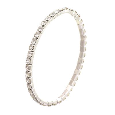 WF STRETCH ANKLET 1 ROW RHINESTONE SILVER