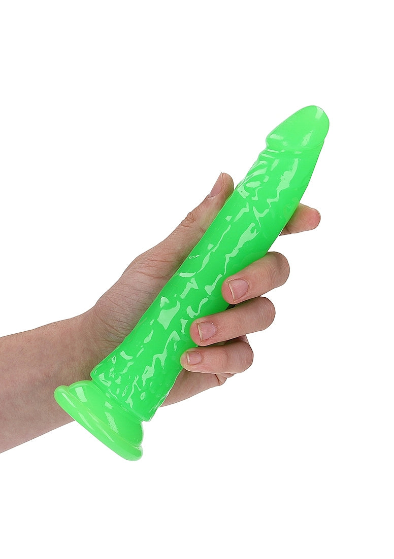 REALROCK GLOW IN THE DARK 8" SLIM DILDO GREEN