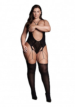 BODYSTOCKING WITH OPEN CUPS BLACK P/S