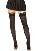 OPAQUE THIGH HIGHS WITH LACE TOP BLACK O/S