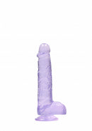 Side profile of the purple 6 inch dildo