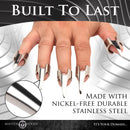 Built to last: hand wearing all five claw rings, made with nickel-free durable stainless steel