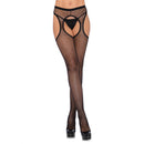 FISHNET SUSPENDER TIGHTS WITH SCALLOP TRIM BLACK O/S