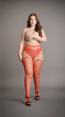 SUSPENDER RHINESTONE PANTYHOSE RED P/S