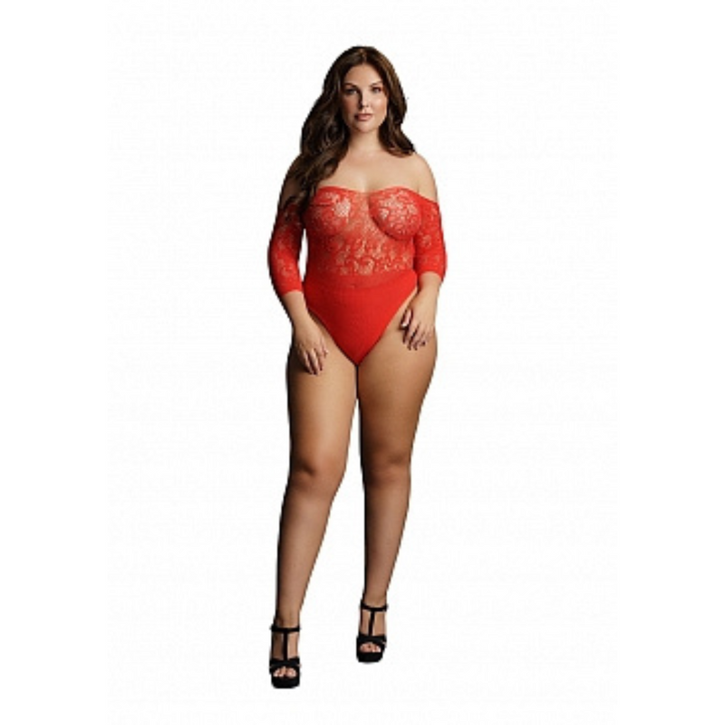 CROTCHLESS RHINESTONE TEDDY RED P/S