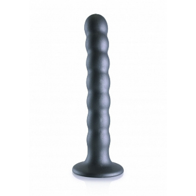 BEADED G SPOT 6.5" DILDO GUNMETAL