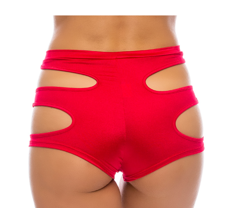 PEEKABOO BOOTY SHORT RED O/S