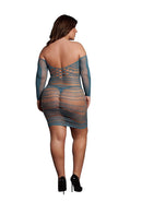 LONG SLEEVE MINI NET DRESS BLUE P/S