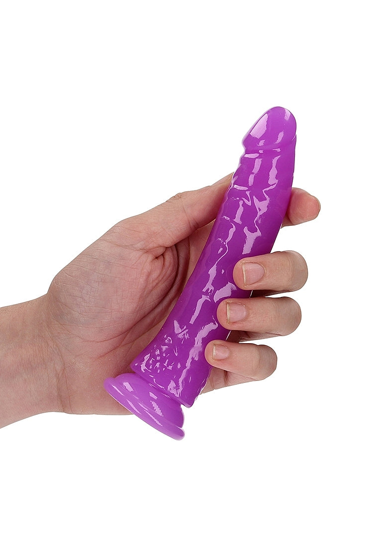 REALROCK GLOW IN THE DARK 6" SLIM DILDO PURPLE