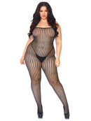 SEAMLESS CROCHET NET SPAGHETTI STRAP BODYSTOCKING BLACK P/S