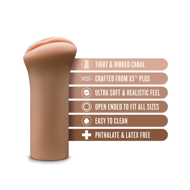 Blush Enlust Dream Girls of AI Molly: tan realistic pocket stroker. Tight ribbed canal, X5 Plus, phthalate and latex free