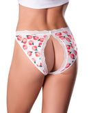 SWEET TREATS CROTCHLESS SPLIT BACK THONG & LUBE PEACH P/S