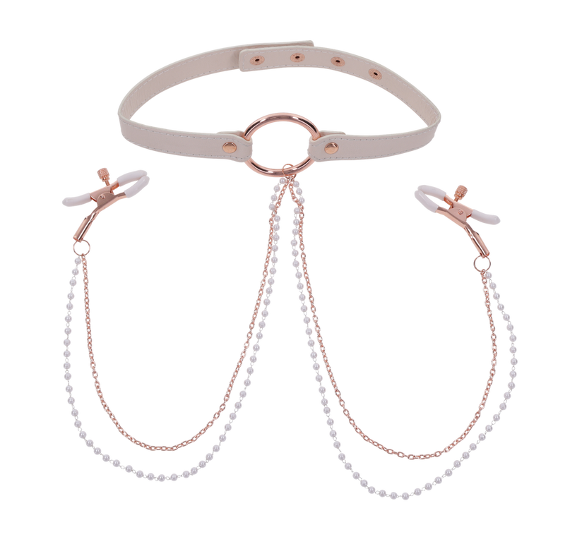 PEACHES & CREAM COLLAR WITH NIPPLE CLAMPS