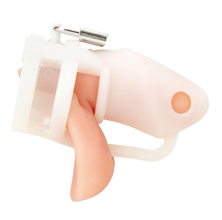 BLUE LINE SILICONE MINI COCK CAGE WITH BALL DIVIDER WHITE