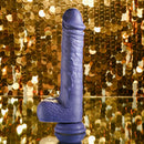 Evolved Pleasure Rider: blue-violet realistic thrusting dildo with veins, balls and a suction cup base