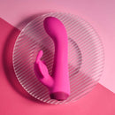 Selopa Butterfly Love: pink silicone rabbit vibrator with a curved G-spot shaft and butterfly clitoral arm