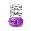 Side view of the purple Pleasure Ring showing the end of the vibrator