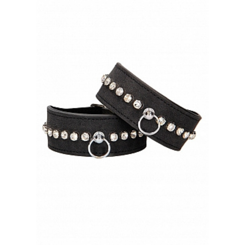 DIAMOND STUD ANKLE CUFFS BLACK