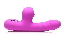 Bang! G-Spot Rabbit vibrator in purple: silicone suction rabbit with a realistic-head shaft, side view