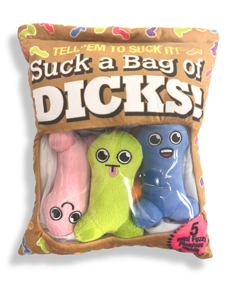SUCK A BAG OF DICKS, PLUSHY PILLOW WITH 5 DICKS