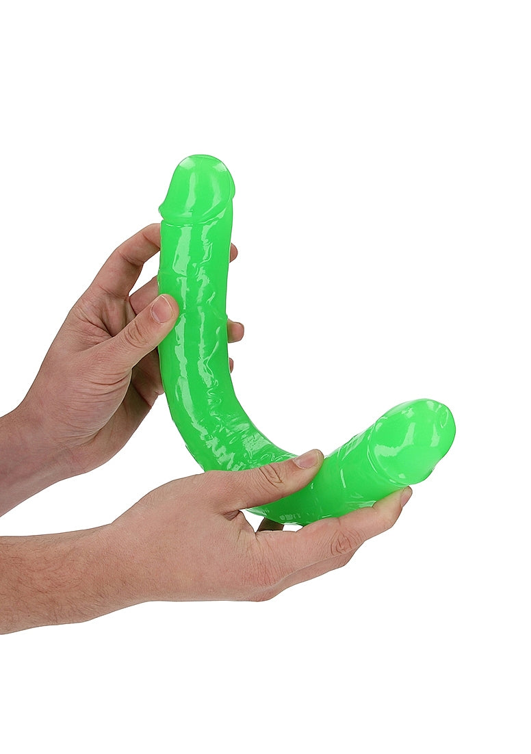 OUCH! GLOW IN THE DARK 15" DOUBLE ENDED DILDO GREEN