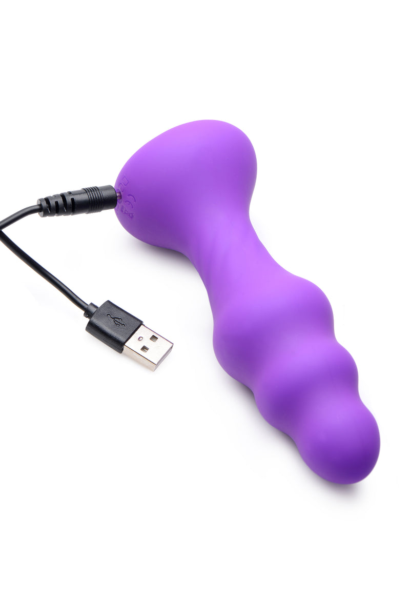 THUMP IT SLIM RIBBED ANAL PLUG PURPLE WITH REMOTE