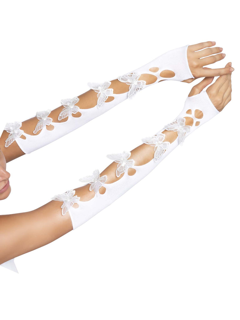 CUT OUT BUTTERFLY ARM WARMER WHITE