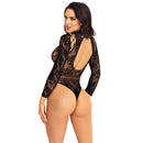 LACE & NET KEYHOLE BACK BODYSUIT BLACK O/S
