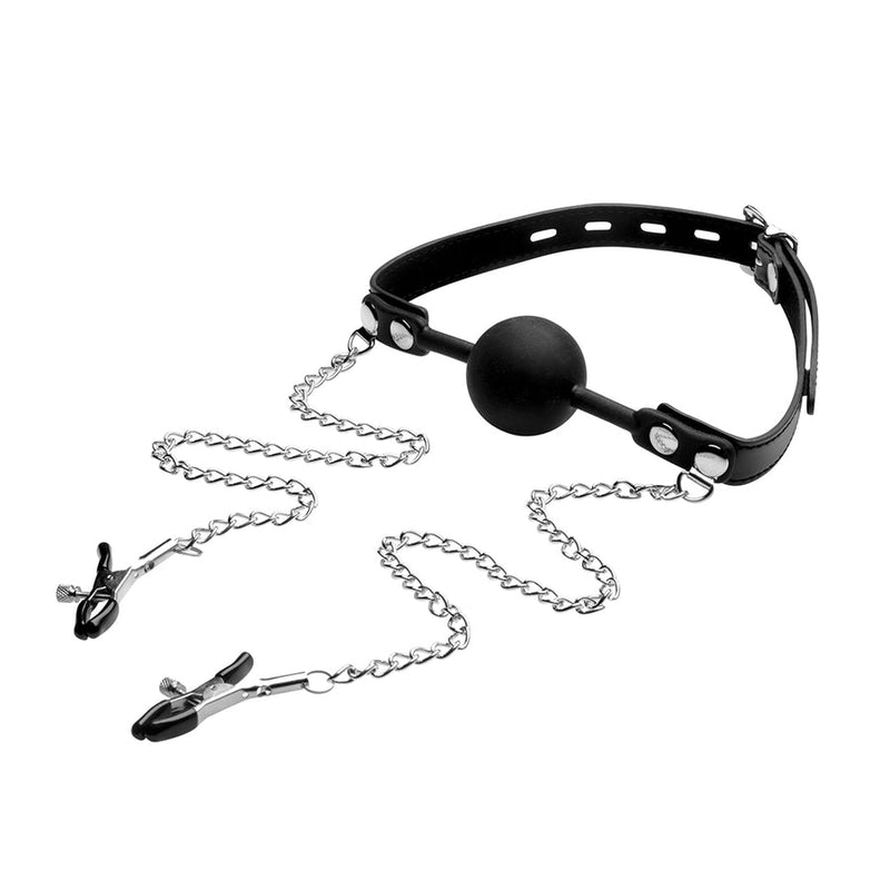 STRICT BALL GAG & NIPPLE CLAMPS